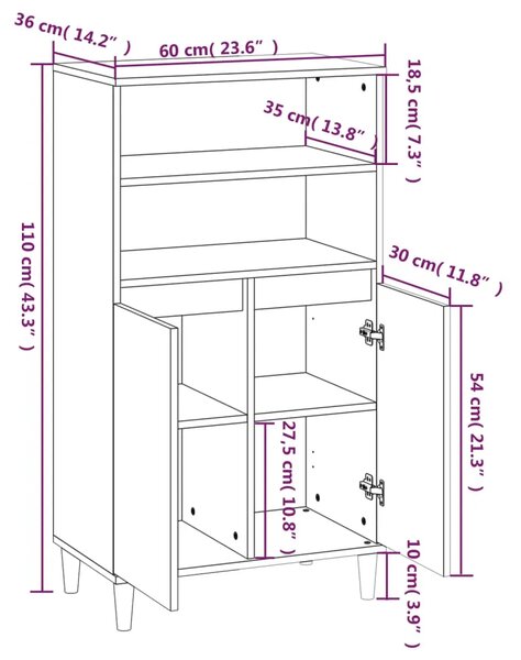 Visoka komoda bijela 60x36x110 cm od konstruiranog drva - Bijela 1 Bijela