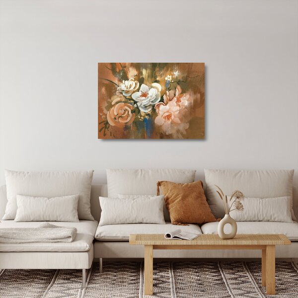 Staklena slika - Naslikani buket cvijeća (70x50 cm)