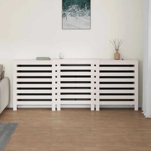 Maska za radijator - Pokrov za radijator bijeli 210x21x85 cm masivna borovina - Bijela 210 x 21 x 85 cm 1 Bijela