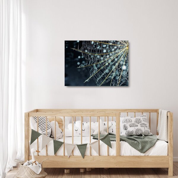 Staklena slika - Cvijet s paučinom (70x50 cm)