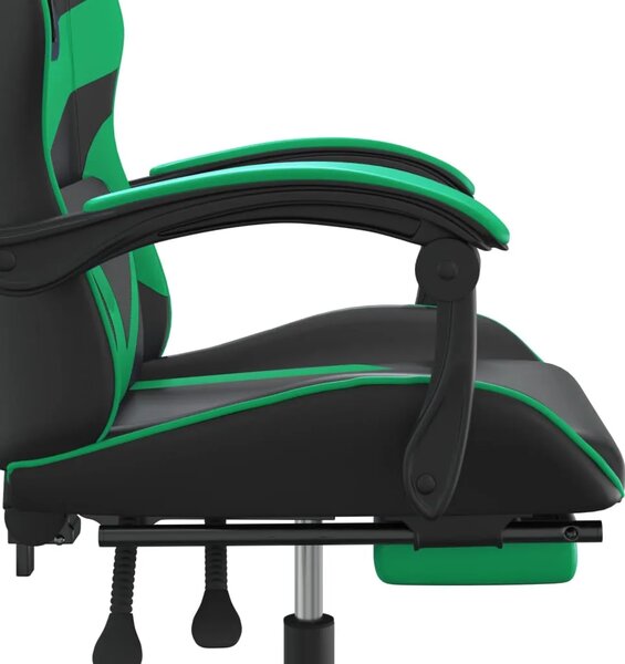 Okretna Gaming stolica s osloncem crno-zelena od umjetne kože - Crna i zelena 1 Sa naslonom za noge Crna i zelena