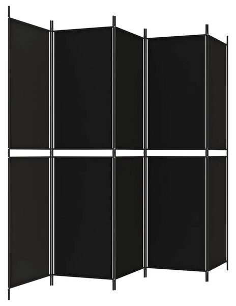 Paravan - Sobna pregrada s 5 panela crna 250x200 cm od tkanine - Crna 250 x 200 cm 1 1