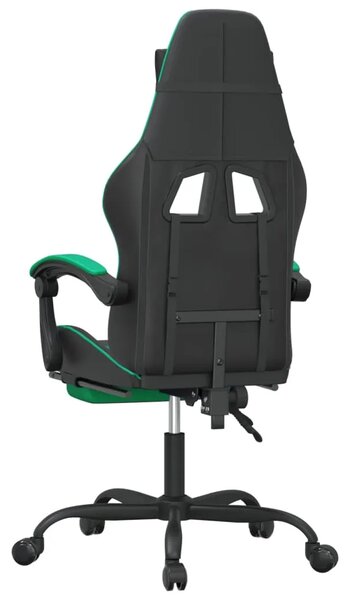 Okretna Gaming stolica s osloncem crno-zelena od umjetne kože - Crna i zelena 1 Sa naslonom za noge Crna i zelena