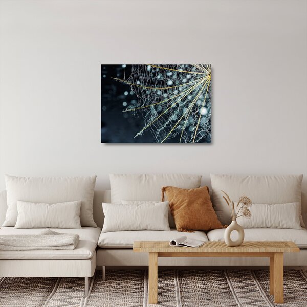 Staklena slika - Cvijet s paučinom (70x50 cm)