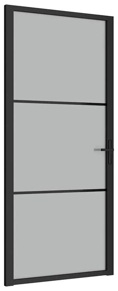 Unutarnja vrata 93 x 201 5 cm crna od mat stakla i aluminija - Crna i mutna 93 x 201.5 cm 1 2 vodoravne šipke