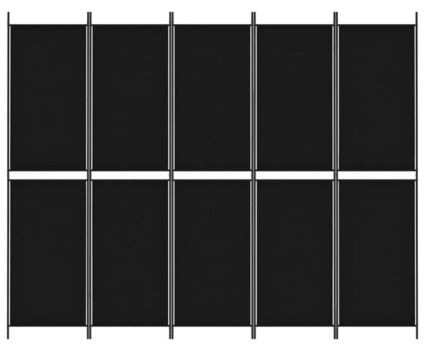 Paravan - Sobna pregrada s 5 panela crna 250x200 cm od tkanine - Crna 250 x 200 cm 1 1