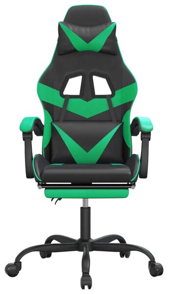 Okretna Gaming stolica s osloncem crno-zelena od umjetne kože - Crna i zelena 1 Sa naslonom za noge Crna i zelena