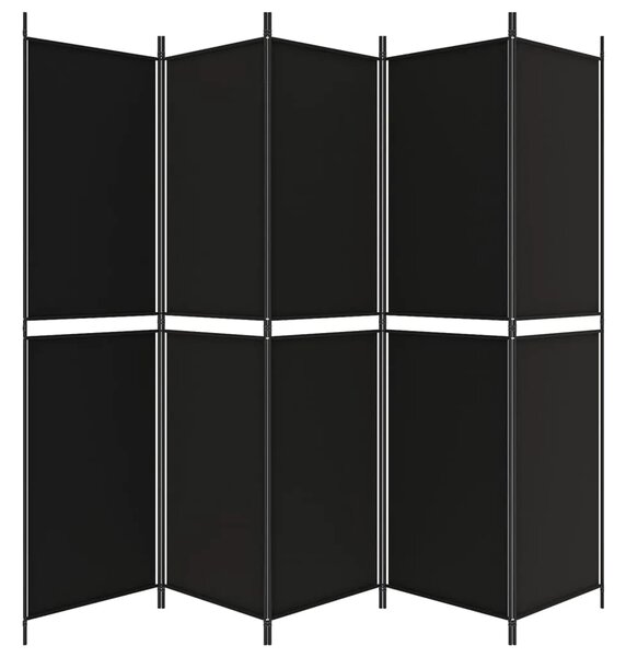 Paravan - Sobna pregrada s 5 panela crna 250x200 cm od tkanine - Crna 250 x 200 cm 1 1