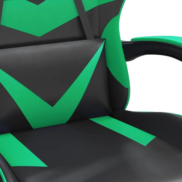 Okretna Gaming stolica s osloncem crno-zelena od umjetne kože - Crna i zelena 1 Sa naslonom za noge Crna i zelena