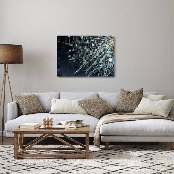 Staklena slika - Cvijet s paučinom (70x50 cm)