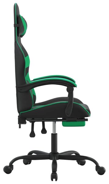 Okretna Gaming stolica s osloncem crno-zelena od umjetne kože - Crna i zelena 1 Sa naslonom za noge Crna i zelena