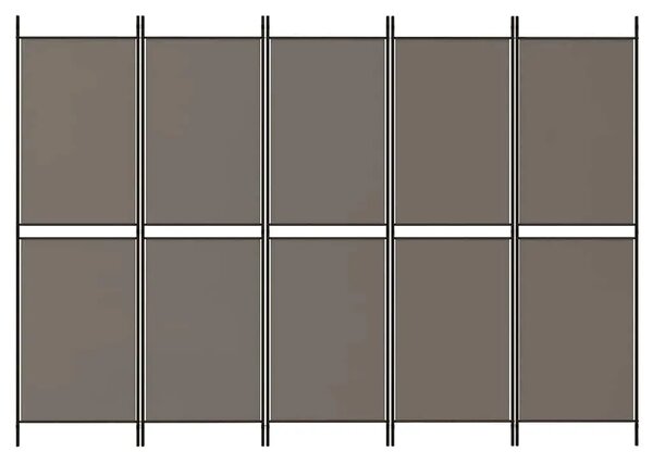 Paravan - Sobna pregrada s 5 panela Antracit 250 x 200 cm od tkanine - Antracit 250 x 200 cm 1 1