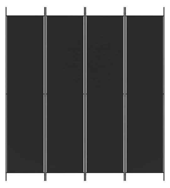 Paravan - Sobna pregrada s 4 panela crna 200 x 220 cm od tkanine - Crna 200 x 220 cm 1 1
