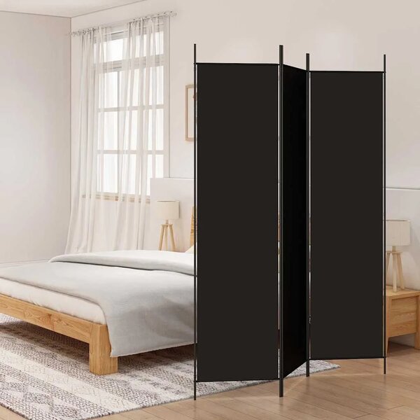 Paravan - Sobna pregrada s 3 panela crna 150 x 200 cm od tkanine - Crna 150 x 200 cm 1 1