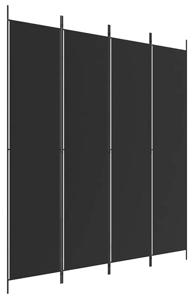 Paravan - Sobna pregrada s 4 panela crna 200 x 220 cm od tkanine - Crna 200 x 220 cm 1 1