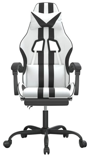 Okretna Gaming stolica s osloncem bijelo-crna od umjetne kože - Bijela i crna 1 Sa naslonom za noge Bijela i crna