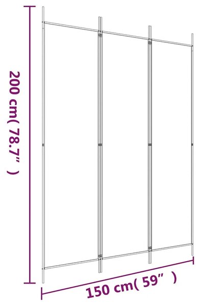 Paravan - Sobna pregrada s 3 panela crna 150 x 200 cm od tkanine - Crna 150 x 200 cm 1 1