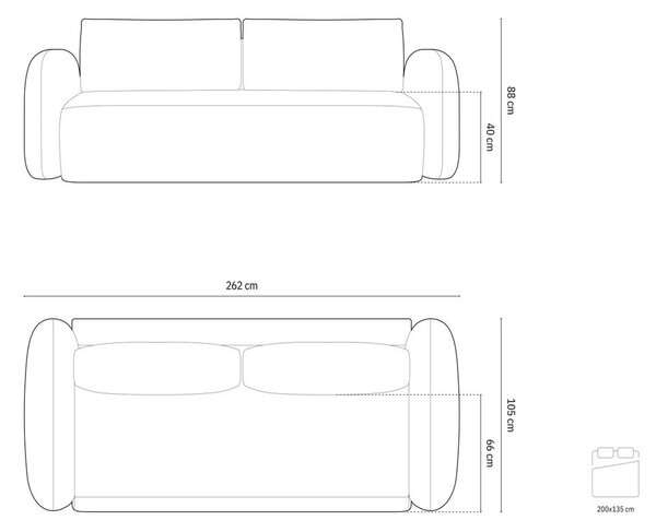 Ciglasta sklopiva/s prostorom za odlaganje sofa od šenila 262 cm Tonale – Cosmopolitan Design