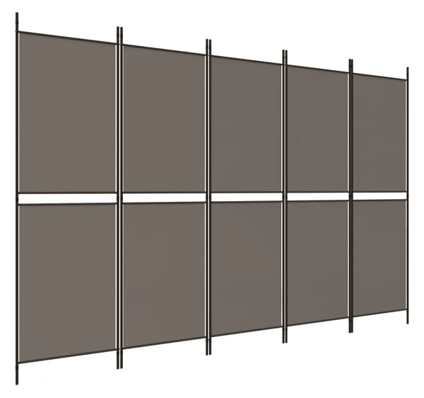 Paravan - Sobna pregrada s 5 panela Antracit 250 x 200 cm od tkanine - Antracit 250 x 200 cm 1 1