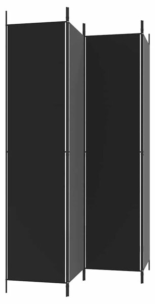 Paravan - Sobna pregrada s 4 panela crna 200 x 220 cm od tkanine - Crna 200 x 220 cm 1 1
