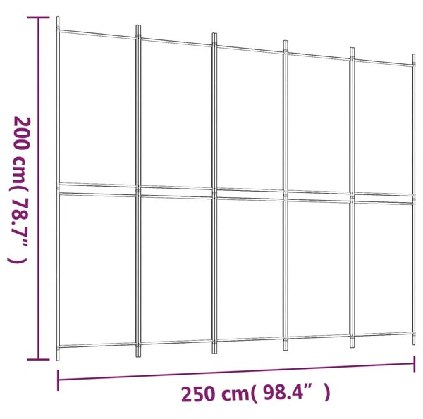 Paravan - Sobna pregrada s 5 panela Antracit 250 x 200 cm od tkanine - Antracit 250 x 200 cm 1 1