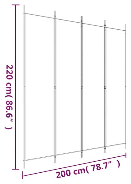 Paravan - Sobna pregrada s 4 panela crna 200 x 220 cm od tkanine - Crna 200 x 220 cm 1 1