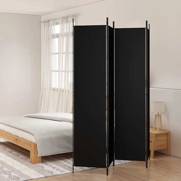 Paravan - Sobna pregrada s 4 panela crna 200 x 220 cm od tkanine - Crna 200 x 220 cm 1 1