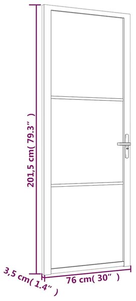 Unutarnja vrata 76 x 201 5 cm crna od mat stakla i aluminija - Crna i mutna 76 x 201.5 cm 1 2 vodoravne šipke