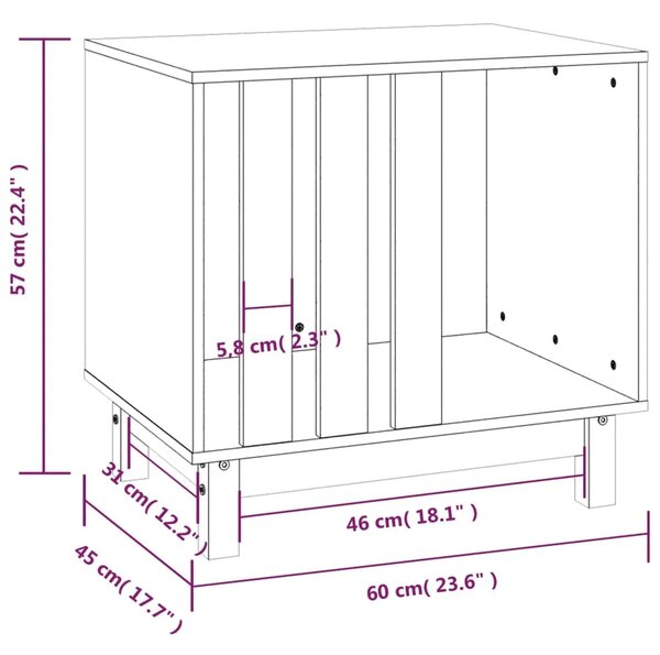 Kućica za pse 60 x 45 x 57 cm od masivne borovine - Prirodna 60 x 45 x 57 cm Prirodna 60 x 45 x 57 cm