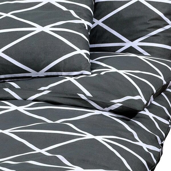 Set navlaka za poplun tamno sivo-bijeli 220x240 cm pamuk - tamnosiva i bijela 220 x 240 cm + 65 x 65 cm 1 1