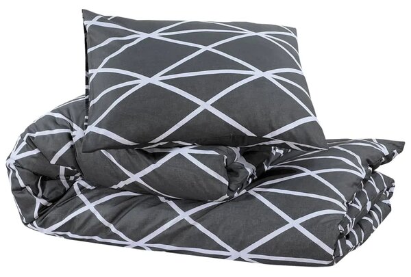 Set navlaka za poplun tamno sivo-bijeli 220x240 cm pamuk - tamnosiva i bijela 220 x 240 cm + 65 x 65 cm 1 1