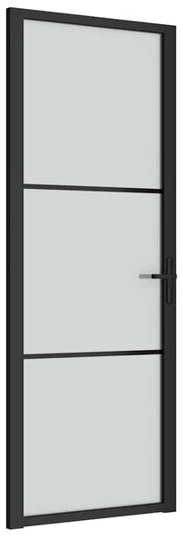 Unutarnja vrata 76 x 201 5 cm crna od mat stakla i aluminija - Crna i mutna 76 x 201.5 cm 1 2 vodoravne šipke