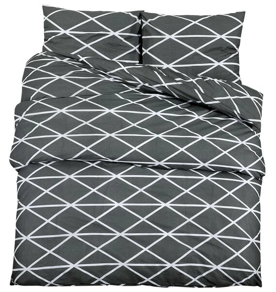 Set navlaka za poplun tamno sivo-bijeli 220x240 cm pamuk - tamnosiva i bijela 220 x 240 cm + 65 x 65 cm 1 1