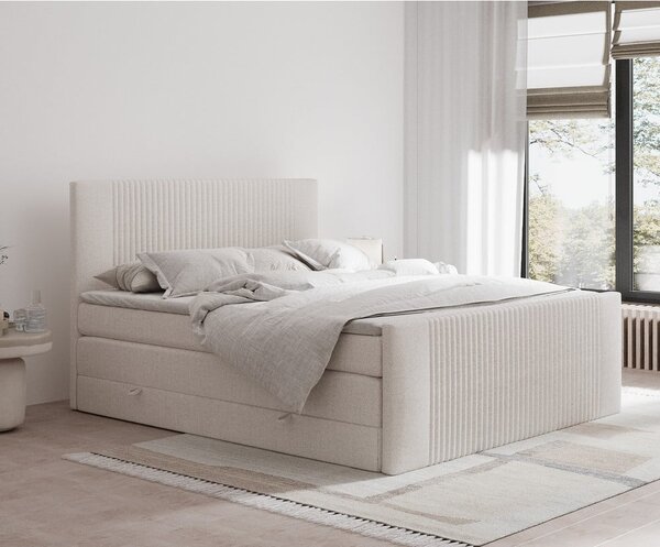 Bež boxspring krevet s prostorom za odlaganje 140x200 cm Bergamo – Maison de Rêve