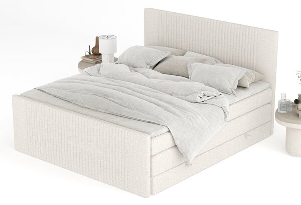 Bež boxspring krevet s prostorom za odlaganje 140x200 cm Bergamo – Maison de Rêve