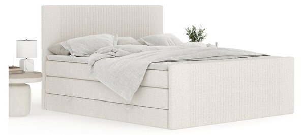 Bež boxspring krevet s prostorom za odlaganje 140x200 cm Bergamo – Maison de Rêve