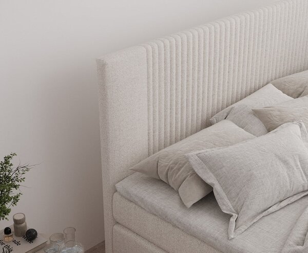Bež boxspring krevet s prostorom za odlaganje 140x200 cm Bergamo – Maison de Rêve