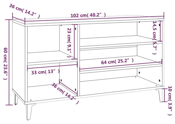 Ormarić za cipele crni 102 x 36 x 60 cm od konstruiranog drva - Crna 1 1 1
