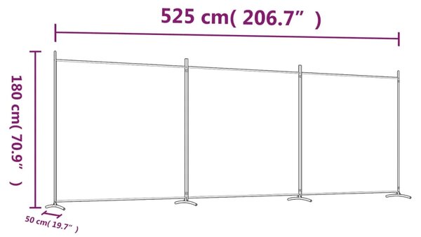 Paravan - Sobna pregrada s 3 panela antracit 525 x 180 cm od tkanine - Antracit 525 x 180 cm 1 1