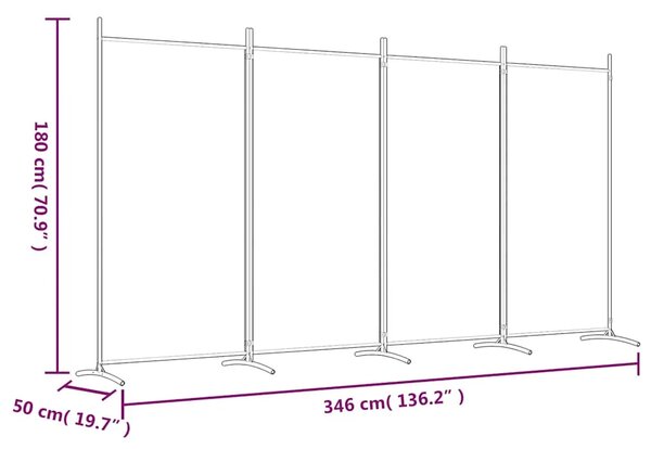 Paravan - Sobna pregrada s 4 panela antracit 346 x 180 cm od tkanine - Antracit 346 x 180 cm 1 1