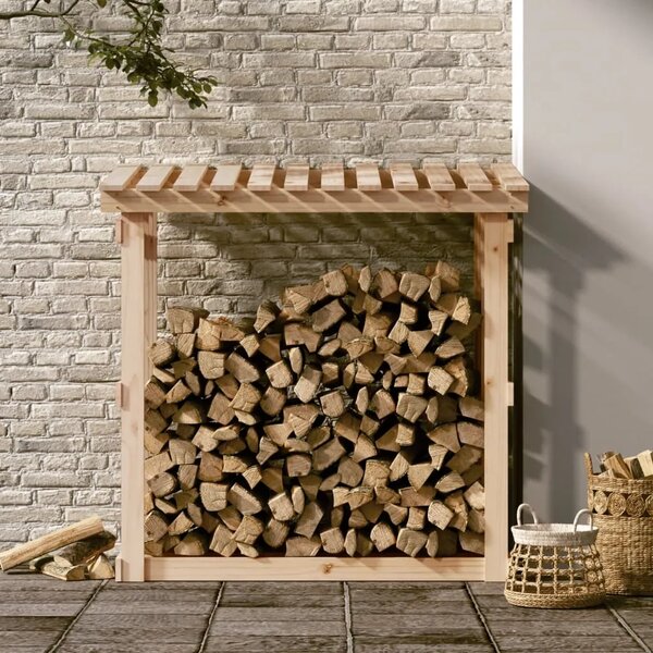 Stalak za drva za ogrjev 108x64 5x109 cm od masivne borovine - Prirodna 108 x 64.5 x 109 cm Prirodna 108 x 64.5 x 109 cm