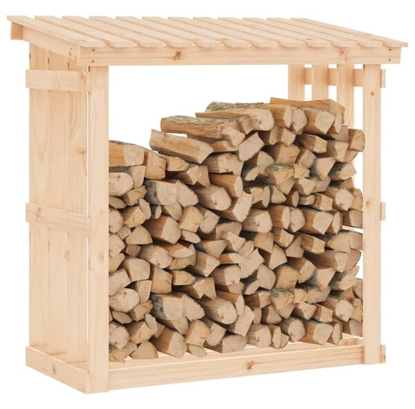 Stalak za drva za ogrjev 108x64 5x109 cm od masivne borovine - Prirodna 108 x 64.5 x 109 cm Prirodna 108 x 64.5 x 109 cm