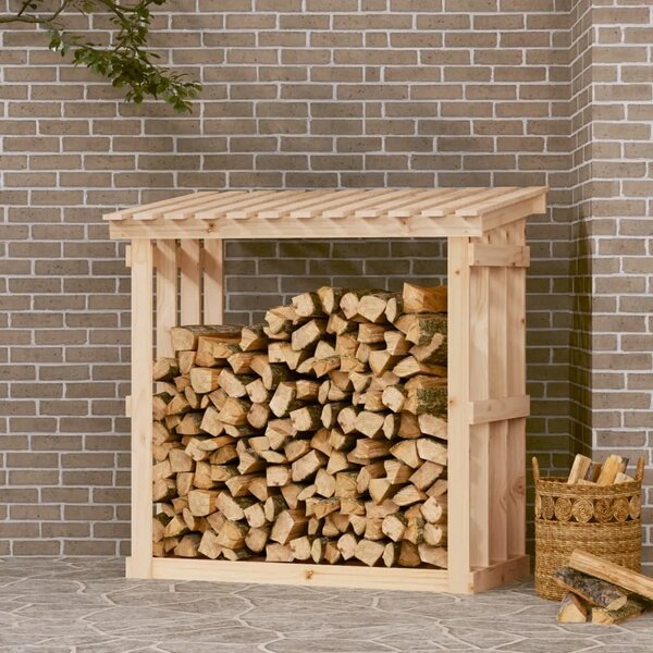 Stalak za drva za ogrjev 108x64 5x109 cm od masivne borovine - Prirodna 108 x 64.5 x 109 cm Prirodna 108 x 64.5 x 109 cm