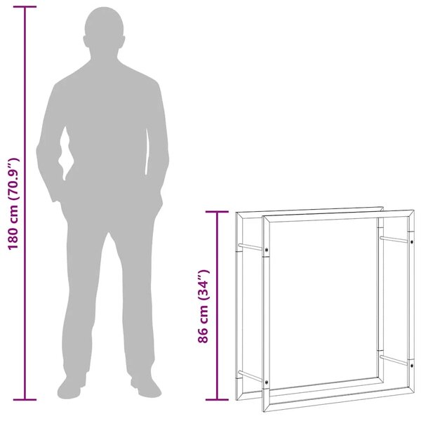 Stalak za drva za ogrjev mat crni 80x28x86 cm čelični - Crna 80 x 28 x 86 cm Crna 80 x 28 x 86 cm
