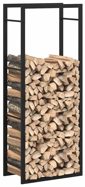 Stalak za drva za ogrjev mat crni 50x28x132 cm čelični - Crna 50 x 28 x 132 cm Crna 50 x 28 x 132 cm