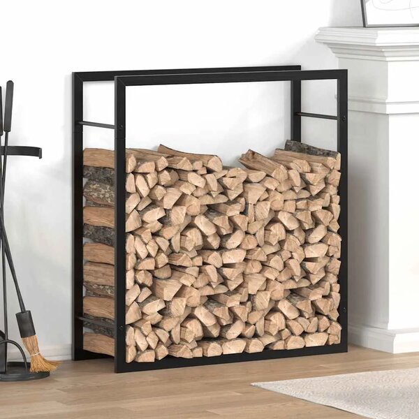 Stalak za drva za ogrjev mat crni 80x28x86 cm čelični - Crna 80 x 28 x 86 cm Crna 80 x 28 x 86 cm