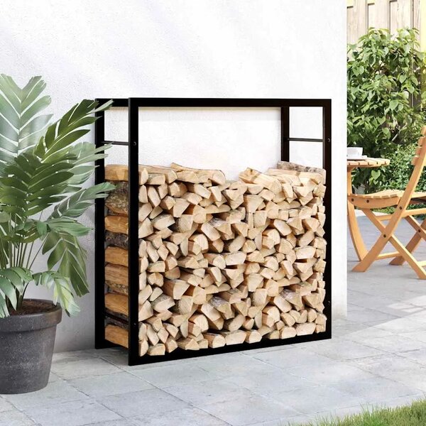 Stalak za drva za ogrjev mat crni 80x28x86 cm čelični - Crna 80 x 28 x 86 cm Crna 80 x 28 x 86 cm