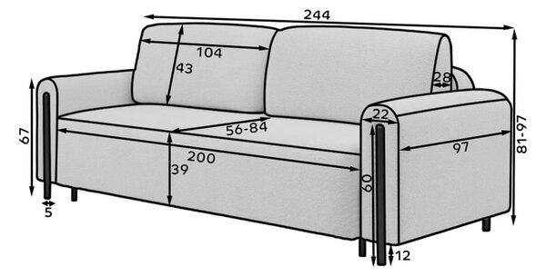 Sklopiva/s prostorom za odlaganje sofa od bouclé tkanine boje slonovače 244 cm Arcadova – ELTAP