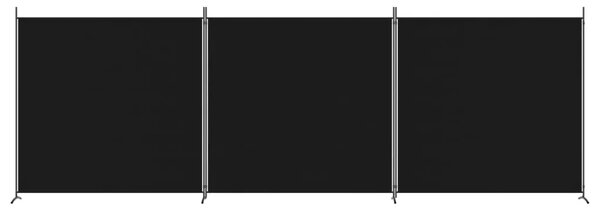 Paravan - Sobna pregrada s 3 panela crna 525x180 cm od tkanine - Crna 525 x 180 cm 1 1