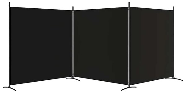 Paravan - Sobna pregrada s 3 panela crna 525x180 cm od tkanine - Crna 525 x 180 cm 1 1